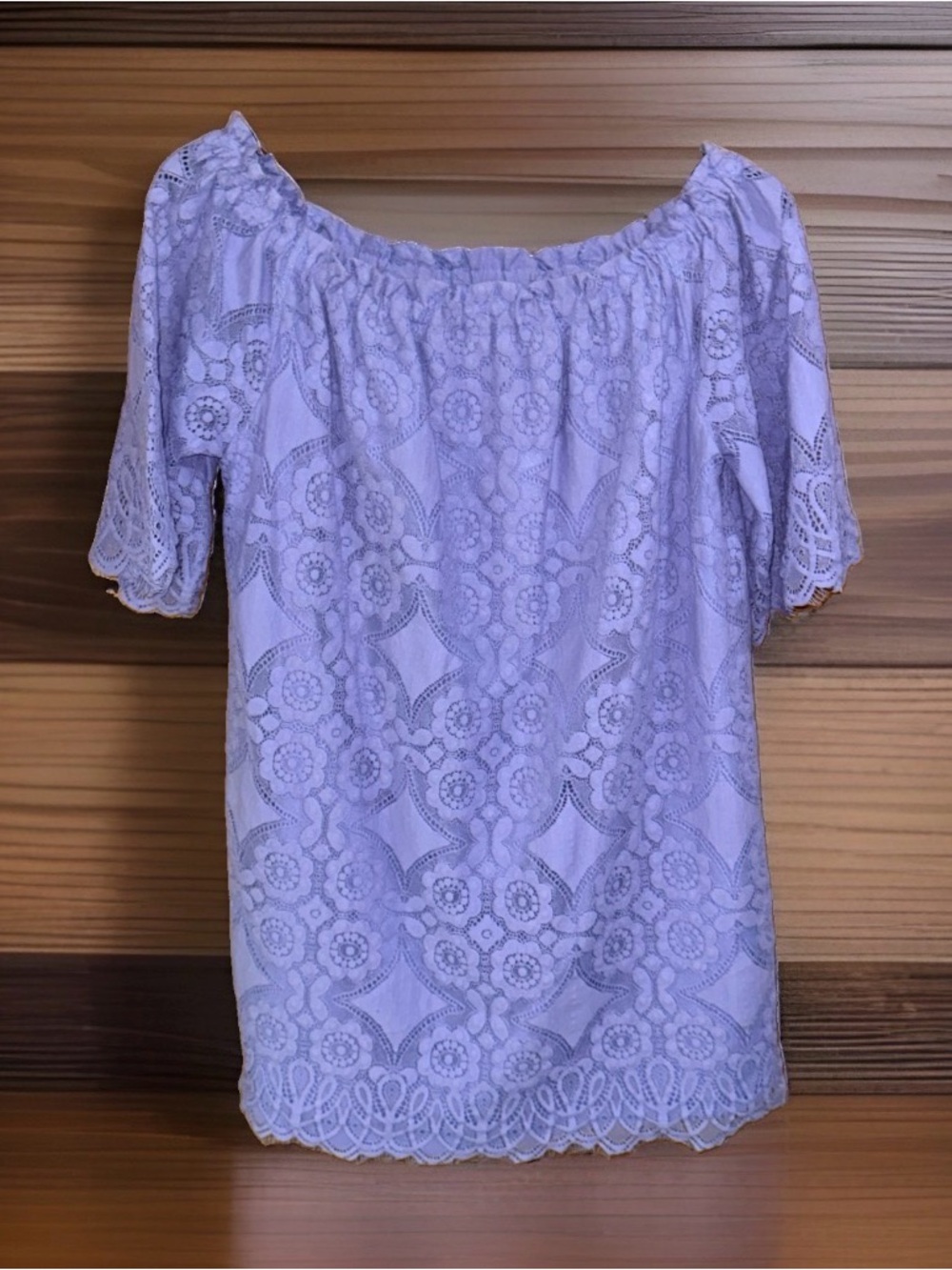 eesome Women’s Lavender Lace Off-Shoulder Mini Dress-L-EC
